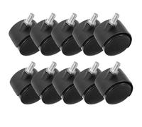 PACKOVE 10 Pièces Roulettes de Chaise Pivotantes en Nylon et Fer, Tige Filetée, Roues Remplaçables Frein, pour Meubles de Bureau et Fauteuils