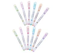 PACKOVE 12 Pièces Surligneur de Couleur ABS à Pointe Fine | Marquage Net et Régulier, Rouleau Courbe, Motifs Floraux et Vagues, pour Bureau et Documents