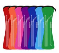 PACKOVE 1ensemble Paille Inox avec Capuchon Silicone Anti-usure Pailles Réutilisables pour Boissons Froides et Chaudes avec Brosse de Nettoyage Bar Thé Glacé Smoothie et Couleur Aléatoire