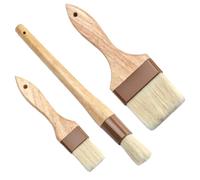 PACKOVE 3 Pièces Pinceau à Badigeonner Rond en Bois, Poils | Design sans Joint, Prise en Main Confortable, Nettoyage Facile, Usage Grillades et Barbecue, Format Portable