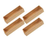 PACKOVE 4 Pièces Boîte de Rangement sans Couvercle en Bambou Cuisine | Grand Format, Design Ouvert, Lignes Épurées, Usage Salle de Bain, pour Ustensiles et Fournitures