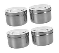 PACKOVE 4 Pièces Organisateur de et Coton-tiges Acier Inoxydable X Boîte de Rangement Multifonction avec Couvercles Résistante et Facile à Nettoyer pour Soins de Beauté