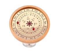 PACKOVE Calendrier Perpétuel en Bois Vintage avec Cadran Solaire Rouge, Support de Bureau Ajustable, Décoration Élégante pour Bureau et Maison