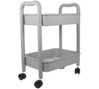 PACKOVE Chariot Roulant à Étages Double, Structure PP Robuste, Usage Bureau | Mobilité Facile Grâce aux Roues, Design Simple et Stylé, Cuisine et Rangement Domestique Multi-niveaux