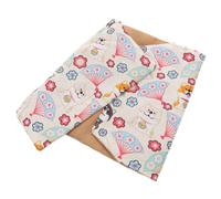 PACKOVE Couverture de Livre Ajustable Pochette de Livres en Coton Beige Réutilisable et Protectrice Imprimé Animal Mignon Format A5 et Manuels Scolaires Étudiants