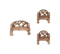 PACKOVE Ensemble de 3 Chaises Miniatures en Résine Marron, Décor de Micro-Paysage pour Jardin ou Pot de Fleurs, Résistant aux Intempéries et Anti-décoloration