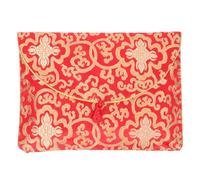 PACKOVE Enveloppe en Brocart de Soie Rouge A4 avec Fermeture à Nœud Chinois, Pochette pour Documents et Écritures Bouddhistes, Paquet D’organisation Classique pour Rangement Élégant