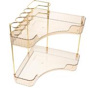 PACKOVE Étagère de Rangement Angle Salle de Bain 2 Niveaux en Métal et Pet, Capacité Forte, Organise Maquillage et Accessoires pour Comptoir ou Bureau