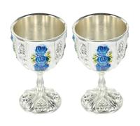 PACKOVE Lot de 2 Gobelets à Vin en Fer Vintage Argenté, Construction Solide et Structure Stable, Style Européen Classique pour Bar et Restaurant