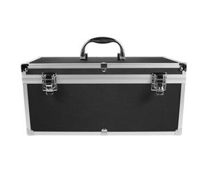 PACKOVE Malette en Alliage D'aluminium Noire pour Microphones à Condensateur et Outils avec Loquets Métalliques Ergonomiques pour Organisation Professionnelle Lors D'événements