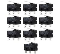 PACKOVE Micro-interrupteur Micro Levier 10 A 5a 10 Pièces, Commutateur Industriel Miniature à Charnière Moyenne, Usage Électrique Industriel et Commande de Fin de Course, Noir