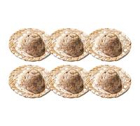 PACKOVE Mini Chapeaux de en Rotin Naturel pour Cocktail 6pcs Décoration Rustique et Adorable pour Fêtes et Fromages Carrés