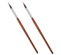 PACKOVE Pinceau Aquarelle en Nylon à Pointe Aiguille 2 Pièces Marron Manche Ergonomique en Bois et Travail de Lignes Fines pour Illustration