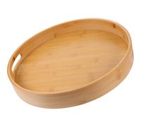 PACKOVE Plateau de Service Rond avec Poignées, Plateau Décoratif Japonerie Pratique pour Servir Fruits, Design Élégant et Simple
