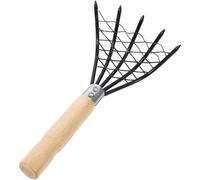 PACKOVE Râteau à Palourdes Outil Pratique Antidérapant en Acier Inoxydable avec Manche en Matière Synthétique Noire avec Paquet Filet pour Creuser Plage