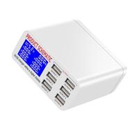 PACKOVE Station de Recharge USB Multiport 6 Ports 40w Écran LCD Blanc en Abs et Pc, Reconnaissance Automatique et Sécurité Intégrée pour Téléphones et Tablettes