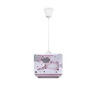 Paco Home Chambre Enfant Plafonnier Suspension Abat-Jour Tissu Arc-En-Ciel Étoile Lion Dinosaure Lune E27 Câble Textile, Type de lampe:Lampe à suspension - Type 1, Couleur:Rose