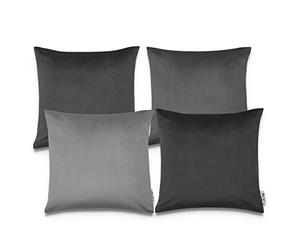 Paco Home Housse Coussin Canapé Lot De 4 Coussin Canapé Housse Coussin Décoratif Chambre Velours Côtelé Velours 45x45, Couleur:Gris, Sets:4pcs-Set