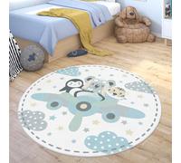 Paco Home Tapis Chambre Enfant Bebe Fille Garcon Lavable en Machine Rond Moderne Pastel, Dimension:120 cm Rond, Couleur:Beige