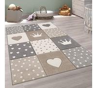 Paco Home Tapis Chambre Enfant Fille Garcon Pastel 3D Coeur Pois Couronne, Dimension:140x200 cm
