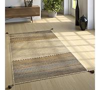 Paco Home Tapis De Créateur Tapis Tissé Kilim Tissé Main 100% Coton Moderne À Motifs Beige, Dimension:120x170 cm
