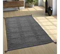 Paco Home Tapis De Créateur Tapis Tissé Kilim Tissé Main 100% Coton Moderne Chiné Gris, Dimension:120x170 cm