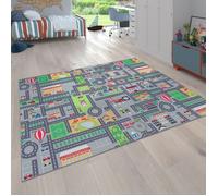 Paco Home Tapis De Jeu Tapis Pour Enfants Chambre D'Enfant Motifs Rues Avec Voiture, Gris Gris 80x150 cm