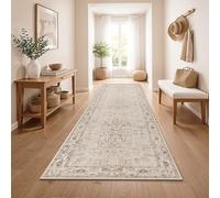 Paco Home Tapis Vintage Boho Moderne Salon Ras Court Lavable Antiderapant Beige Rose 80x150 cm