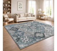 Paco Home Tapis De Passage Vintage Poil Court Style Boho Lavable Antiderapant Entretien Facile Design Retro Moderne, Couleur:Turquoise, Dimension:80x150 cm
