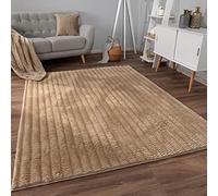 Paco Home Tapis de Salon Doux et Moelleux Moderne Bubble Fourrure Design géométrique Effet de Profondeur élevé, Dimension:120x160 cm, Couleur:Beige