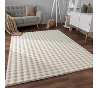 Paco Home Tapis de Salon Doux et Moelleux Moderne Bubble Fourrure Design géométrique Effet de Profondeur élevé, Dimension:120x160 cm, Couleur:Crème 3