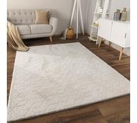 Paco Home Tapis de Salon Doux et Moelleux Moderne Bubble Fourrure Design géométrique Effet de Profondeur élevé, Dimension:80x150 cm, Couleur:Crème 5