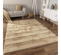 Paco Home Tapis de Salon Doux et Moelleux Moderne Bubble Fourrure Design géométrique Effet de Profondeur élevé, Dimension:160x220 cm, Couleur:Beige 4
