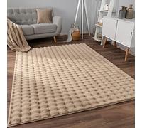 Paco Home Tapis de Salon Doux et Moelleux Moderne Bubble Fourrure Design géométrique Effet de Profondeur élevé, Dimension:60x100 cm, Couleur:Beige 3