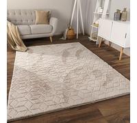 Paco Home Tapis de Salon Doux et Moelleux Moderne Bubble Fourrure Design géométrique Effet de Profondeur élevé, Dimension:160x220 cm, Couleur:Beige 5
