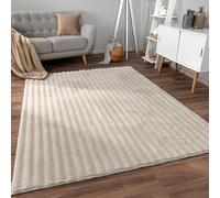Paco Home Tapis de Salon Doux et Moelleux Moderne Bubble Fourrure Design géométrique Effet de Profondeur élevé, Dimension:80x150 cm, Couleur:Crème