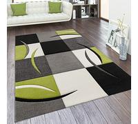 Paco Home Tapis De Salon en Diff. Coloris Et Tailles Motif Carreaux Rayures Design 3D Poils Ras, Dimension:240x330 cm, Couleur:Vert