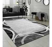 Paco Home Tapis de Salon Moderne avec Bordure Tapis De Marque Moucheté Gris Noir Crème, Dimension:80x150 cm