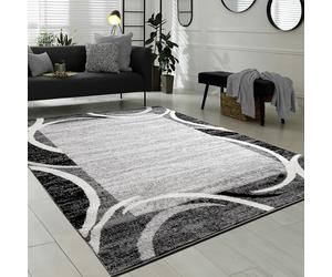 Paco Home Tapis de Salon Moderne avec Bordure Tapis De Marque Moucheté Gris Noir Crème, Dimension:80x150 cm