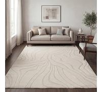 Paco Home Tapis De Salon Scandinave Court Japandi Boho Motif Abstrait 3D Uni Crème Crème 240x330 cm