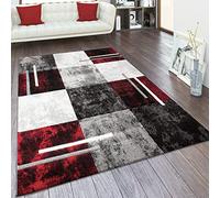 Paco Home Tapis De Salon Poil Ras Aspect 3D Vintage Découpe De Contour Motif Moderne, Dimension:300x400 cm, Couleur:Gris-Rouge