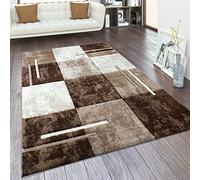 Paco Home Tapis De Salon Poil Ras Aspect 3D Vintage Découpe De Contour Motif Moderne, Dimension:80x150 cm, Couleur:Beige Marron