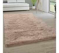 Paco Home Tapis De Salon Poils Longs Fausse Fourrure Shaggy Moelleux Monochrome, Dimension:120 cm Rond, Couleur:Beige