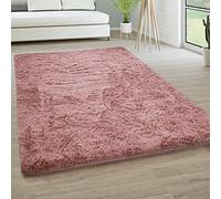 Paco Home Tapis De Salon Poils Longs Fausse Fourrure Shaggy Moelleux Monochrome, Dimension:120x160 cm, Couleur:Rose Foncé