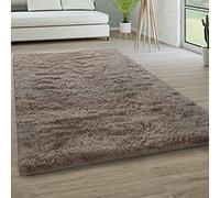 Paco Home Tapis De Salon Poils Longs Fausse Fourrure Shaggy Moelleux Monochrome, Dimension:200x280 cm, Couleur:Taupe