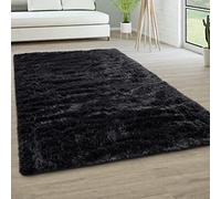 Paco Home Tapis De Salon Poils Longs Fausse Fourrure Shaggy Moelleux Monochrome, Dimension:60x100 cm, Couleur:Noir