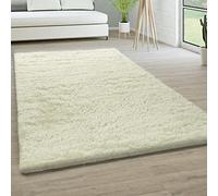 Paco Home Tapis De Salon Poils Longs Fausse Fourrure Shaggy Moelleux Monochrome, Dimension:80x150 cm, Couleur:Blanc