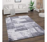Paco Home Tapis De Salon Poils Ras Tapis Vintage Style Abstrait Moderne Motif Diamant Géométrique, Dimension:160x220 cm, Couleur:Gris 2
