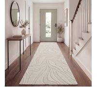 Paco Home Tapis De Salon Scandinave Court Japandi Boho Motif Abstrait 3D Uni Crème Crème 80x150 cm