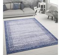 Paco Home Tapis De Salon Tapis De Salon Poils Ras Effet Usé Abstrait Tapis Vintage Style Moderne, Dimension:160x220 cm, Couleur:Bleu